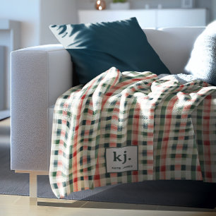 Cobertor De Velo Monograma Suave Evergreen Gingham
