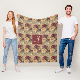 Cobertor De Velo Monograma Vintage Rosa floral vitoriano