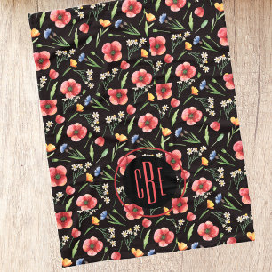 Cobertor De Velo Monograma Watercolor Flores Selvagens