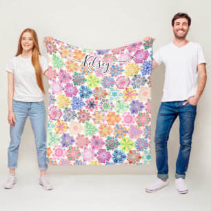 Cobertor De Velo Monogramas Coloridos Boho Mandala Padrão Adiciona