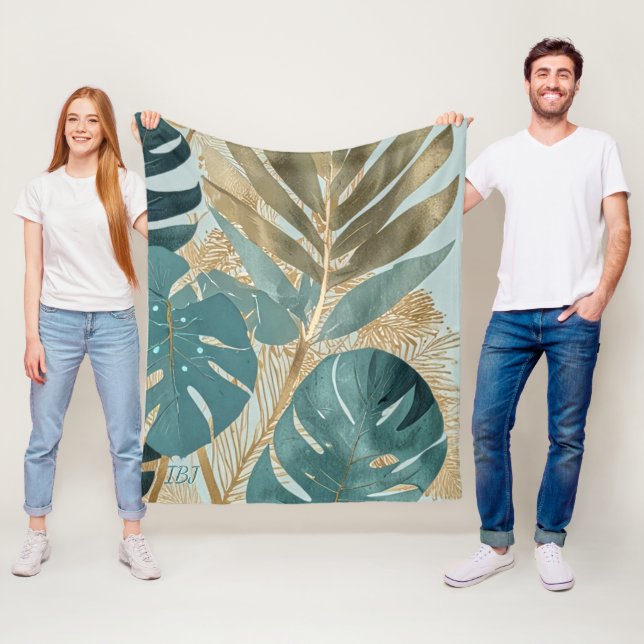 Cobertor De Velo Monstera Botânico Moderno em Teal Macio (In Situ)