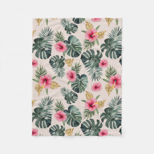 Cobertor De Velo Monstera e Hibiscus Pattern