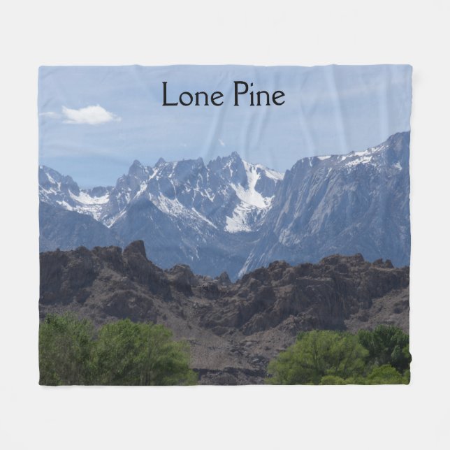 Cobertor De Velo Montanhas de Lone Pine com neve no topo (Frente (Horizontal))