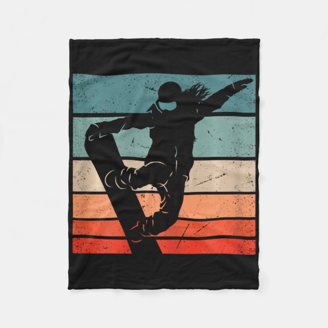 Cobertor De Velo Montanhas Snowboarder Esquema Retro Snowboard (Frente)