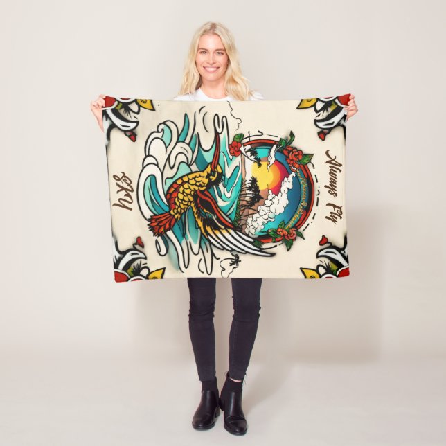 Cobertor De Velo Monterey Tattoo Design: Um Símbolo 30"X40" (In Situ)