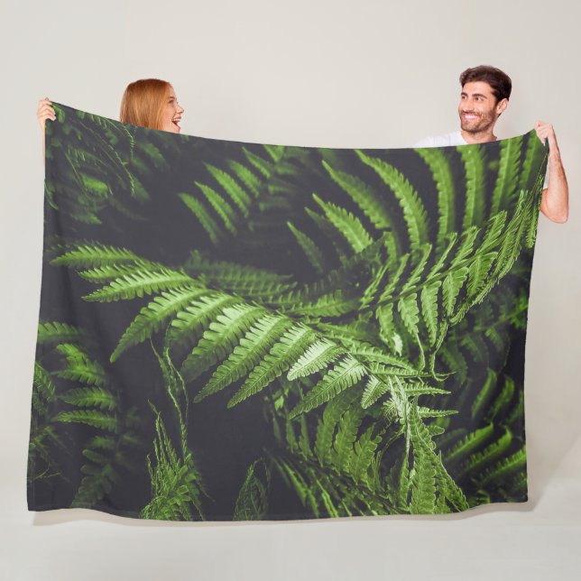 Cobertor De Velo Moody Botanical Dark Green Fern Leaves Cozy (In Situ)