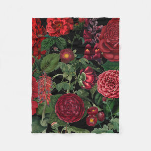 Cobertor De Velo Moody Florals Black & Burgundy Vintage