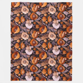 Cobertor De Velo Moody poppies on black pattern