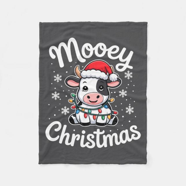 Cobertor De Velo Mooey Christmas Cute Cow With Santa Hat And Holida (Frente)
