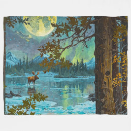 Cobertor De Velo Moose Canadiana e Lua de inverno
