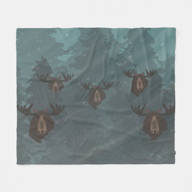 Cobertor De Velo Moose Fleece Blanket (Frente (Horizontal))