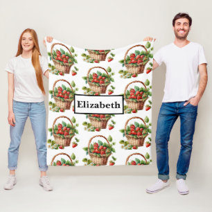 Cobertor De Velo Morangos frescos em uma cesta de Wicker