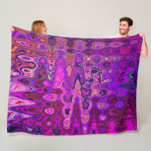 Mosaico Abstrato Rosa e Roxo Ondulado Retro