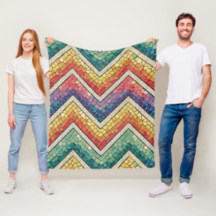 Cobertor De Velo Mosaico de Chevron de Arco-Íris – Azulejo Geométri