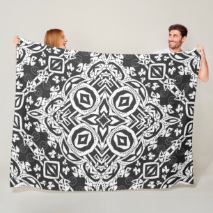 Cobertor De Velo mosaico de decoração branco preto abstrato moderno