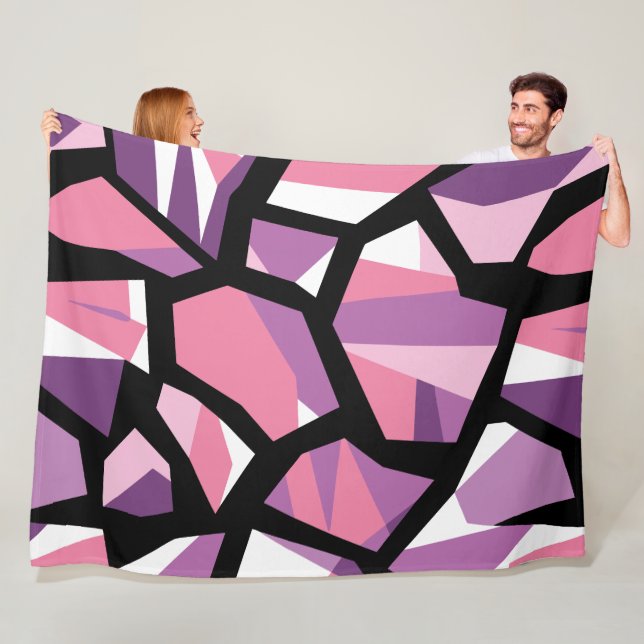 Cobertor De Velo Mosaico Geométrico Vibrante em Rosa e Roxo (In Situ)