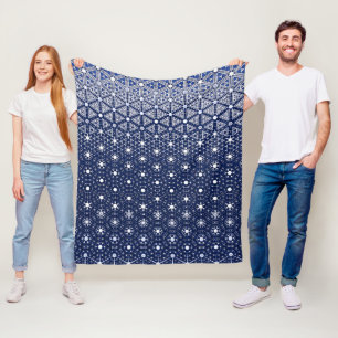 Cobertor De Velo Mosaico marinho Azul e Branco