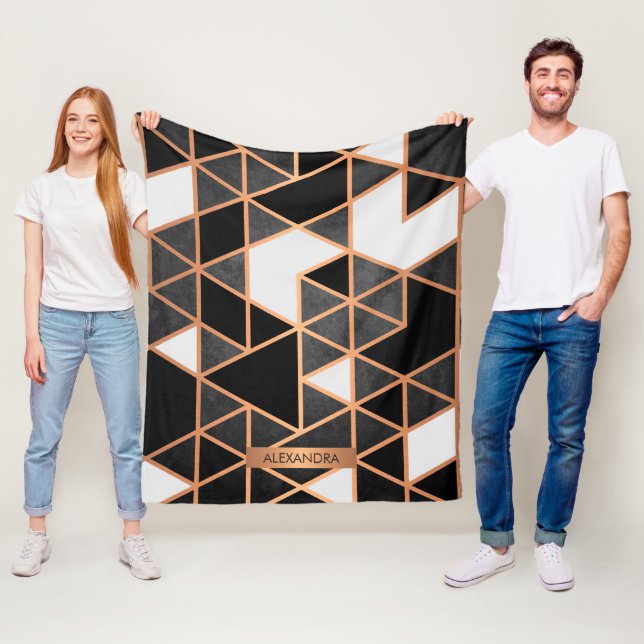 Cobertor De Velo Mosaico Negro Branco e Ouro (In Situ)