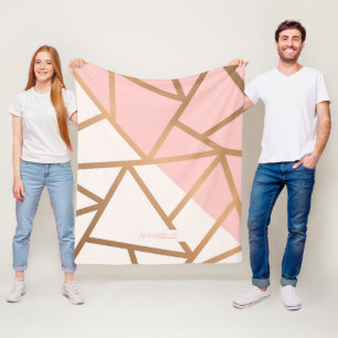 Cobertor De Velo Mosaico Rosa Dourado