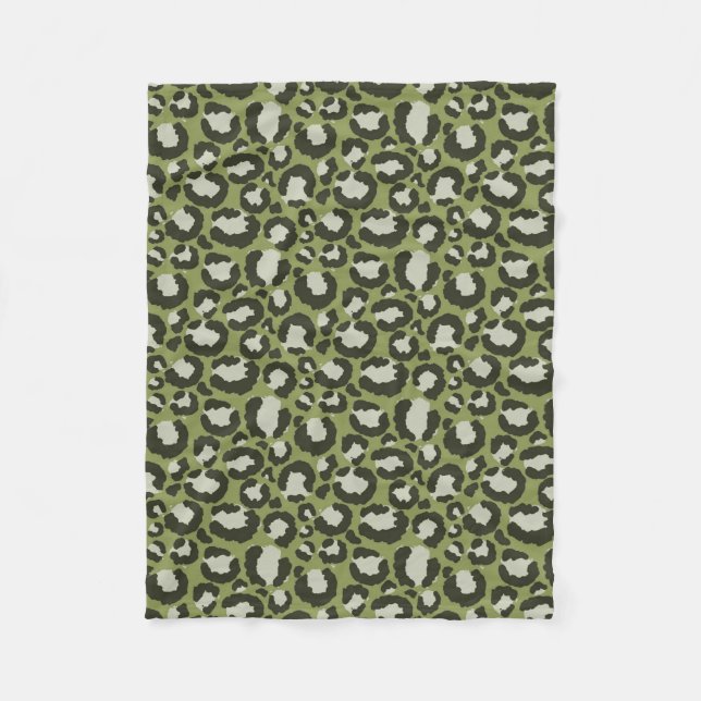 Cobertor De Velo Moss Green Glamorous Leopard Spots Animal Print (Frente)