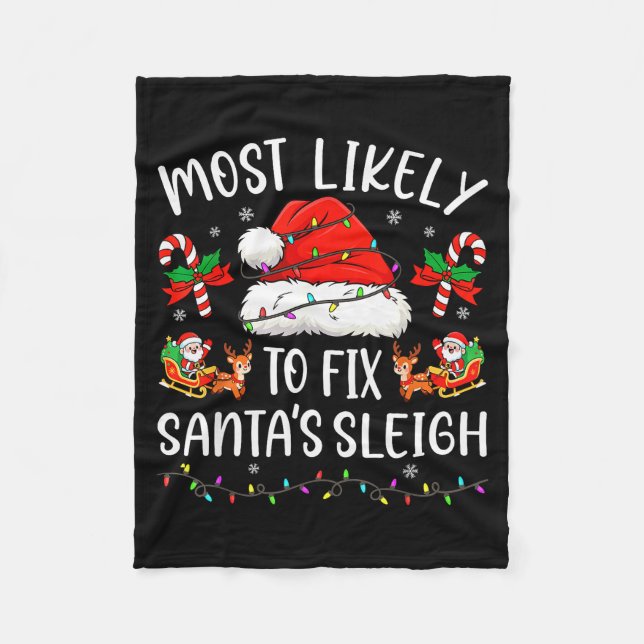 Cobertor De Velo Most Likely To Fix Santa Sleigh Family Matching Ch (Frente)
