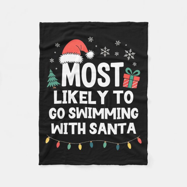 Cobertor De Velo Most Likely To Go Swimming With Santa Christmas Sw (Frente)