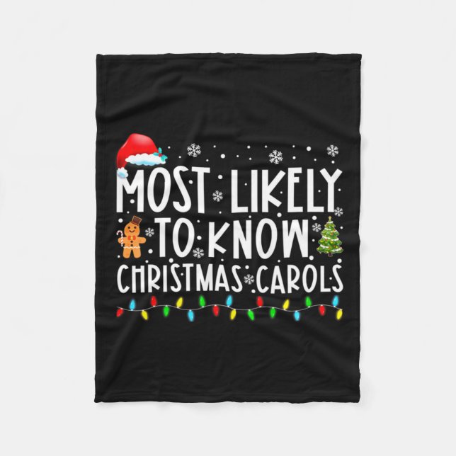 Cobertor De Velo Most Likely To Know Christmas Carols Funny Christm (Frente)