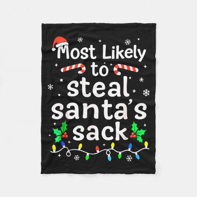 Cobertor De Velo Most Likely To Steal Santa’s Sack Family Xmas Holi (Frente)