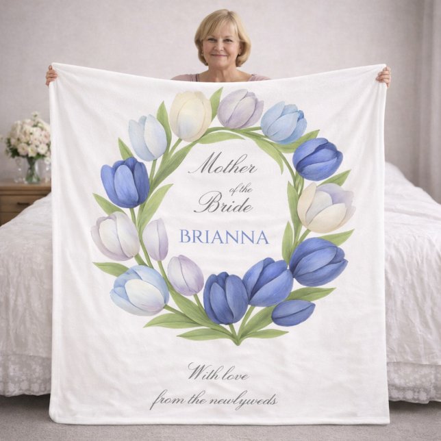 Cobertor De Velo Mother of the Bride Blue Tulips Wedding Gift   (Criador carregado)