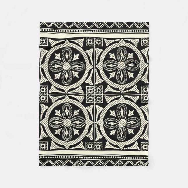 Cobertor De Velo Motif de Mandala Preto e Branco pelo Vision Studio (Frente)