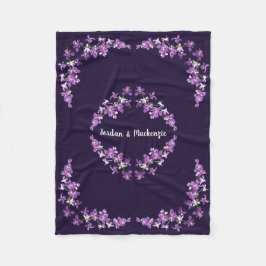Cobertor De Velo Motif de Orquídeas Roxas Personalizadas