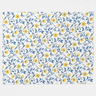 Cobertor De Velo Motivos folclóricos florais ucranianos. Azul e ama