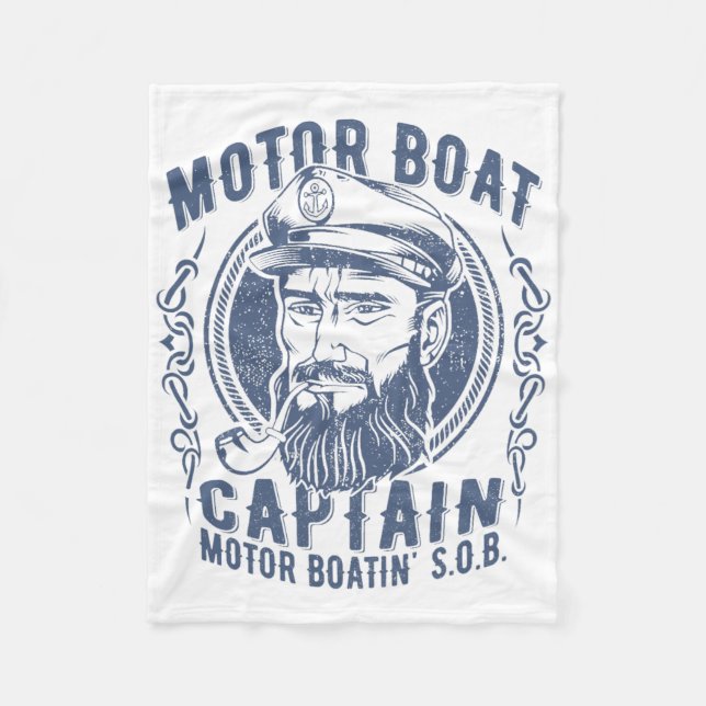 Cobertor De Velo Motor Boat Captain Funny Pontoon Boating Motor Boa (Frente)
