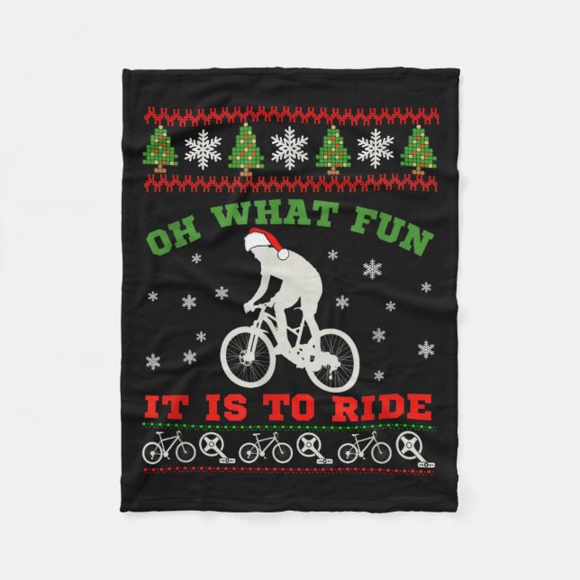 Cobertor De Velo Mountain Bike Rider, Oh What Fun Christmas Ugly Sw (Frente)