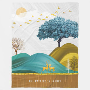 Cobertor De Velo Mountain Deer Landscape Nature Na moda Family