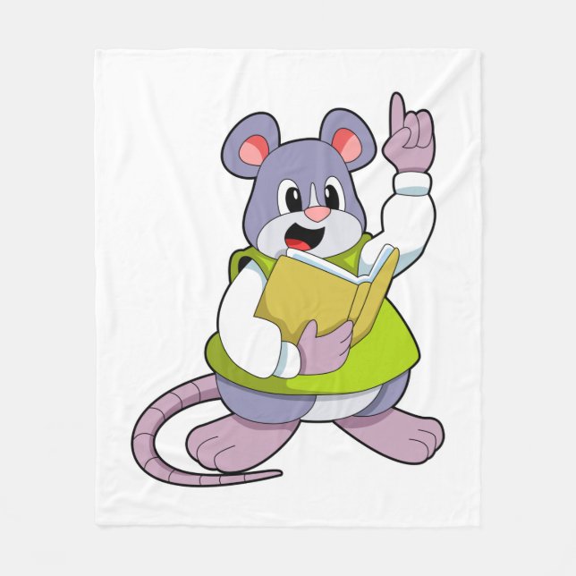 Cobertor De Velo Mouse como professor com livro (Frente)