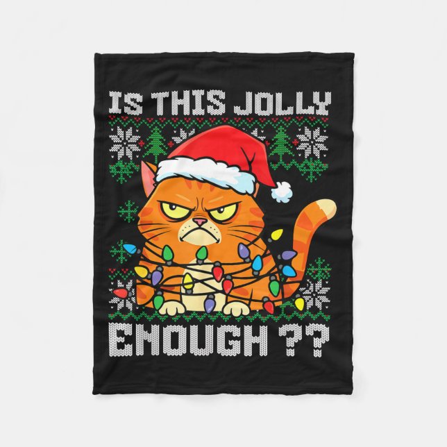 Cobertor De Velo Mpy Christmas Cat Ugly Sweater Is This Jolly Enoug (Frente)