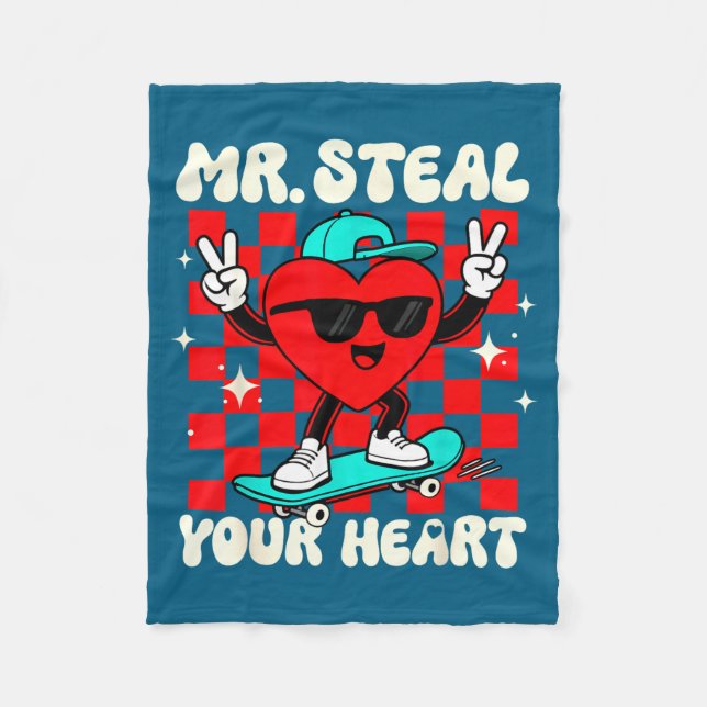 Cobertor De Velo Mr Steal Your Heart For Boys Toddlers Valentine's  (Frente)