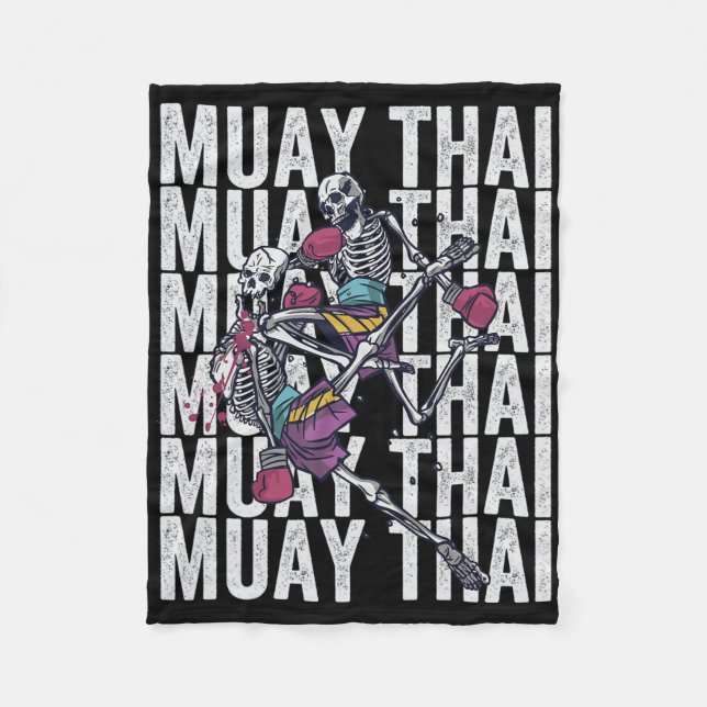 Cobertor De Velo Muay Thai Kickboxing, Muay Thai Esqueletos, Muay T (Frente)