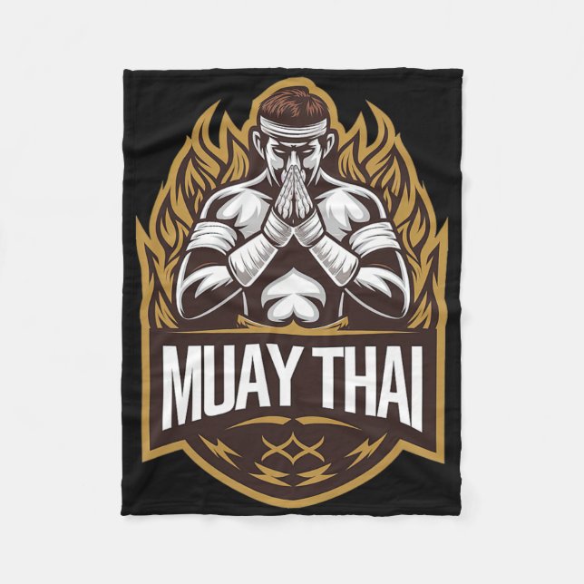 Cobertor De Velo Muay Thai - Tailandês Boxando Fighter (Frente)