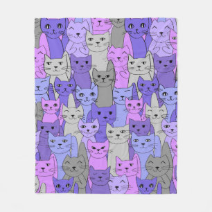 Cobertor De Velo Muitos Gatos Roxos - Design de Folheto