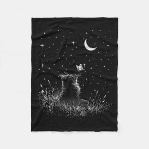 Cobertor De Velo Mulher Cottagecore Floral Borboleta Gato Preto