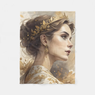 Cobertor De Velo Mulher Elegante em Champagne e Ouro - Arte de Luxo