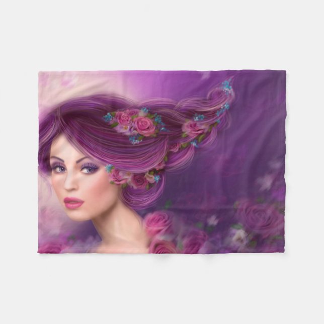 Cobertor De Velo Mulher fantasma com flores roxas (Frente (Horizontal))