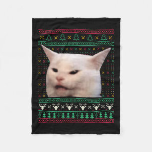 Cobertor De Velo Mulher Gritando Em Um Gato Suor De Natal Feio Engr