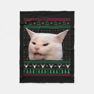 Cobertor De Velo Mulher Gritando Em Um Gato Suor De Natal Feio Engr
