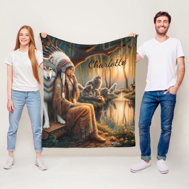 Cobertor De Velo Mulher nativa reflete no lago do crepúsculo (In Situ)