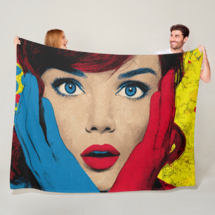 Cobertor De Velo Mulher Surpresa em Pop Art