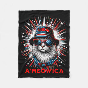 Cobertor De Velo Mulheres Americanas Engraçado Gato Patriótico Meow