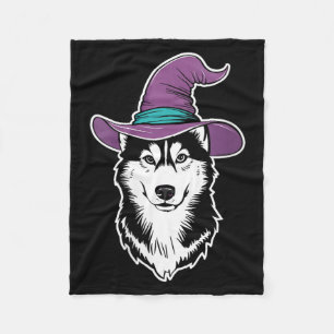 Cobertor De Velo Mulheres Husky Bruxa Cachorro Halloween 1